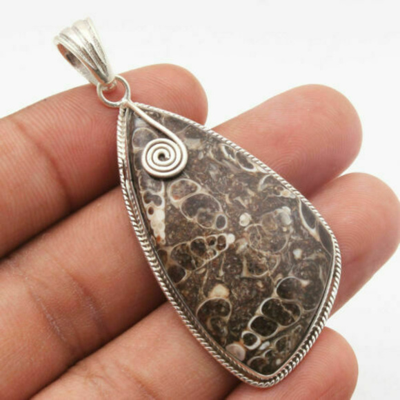 Jewelry - Turrtella Agate Handmade 925 Silver Pendant